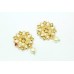 Designer wedding jewelry Earring studs Gold Plated uncut white Red Stone 1.7'